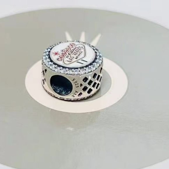 Pandora Jewel of Las Vegas Sign CZ Button Charm Vegas Exclusive - Picture 3 of 3